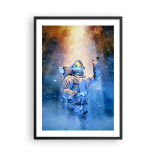 Poster in cornice nera - Astronauta alla luce delle stelle e delle galassie nello spazio - 50x70cm - Finalmente alla meta - Decorazione murale moderna per soggiorno e camera da letto ARTTOR