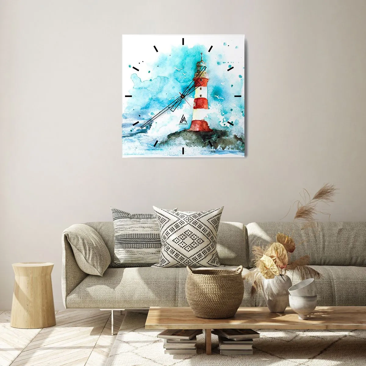 Orologio da parete - Orologio in Vetro - L'unità dei quattro elementi - 30x30 cm