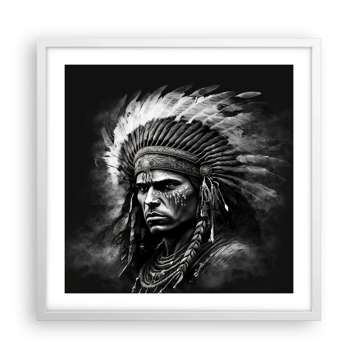 Poster in cornice bianca - Capo e guerriero - 50x50 cm