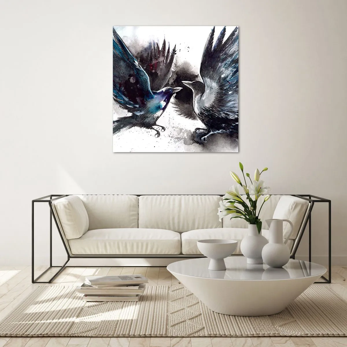 Quadro su vetro - Corvi imperiali - 60x60 cm
