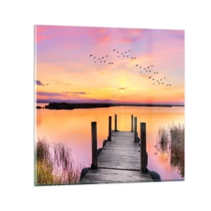 Quadro su vetro - Alba viola e silenziosa - 40x40 cm