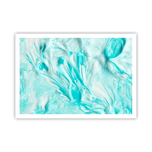 Poster - Un motivo astratto nelle tonalità pastello del blu e del bianco. - 100x70cm - Insieme per sempre - Decorazione murale moderna per soggiorno e camera da letto ARTTOR