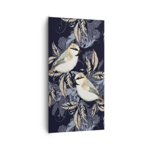 Quadro su tela - Stampe su Tela - Cinguettio oro e blu - 65x120 cm