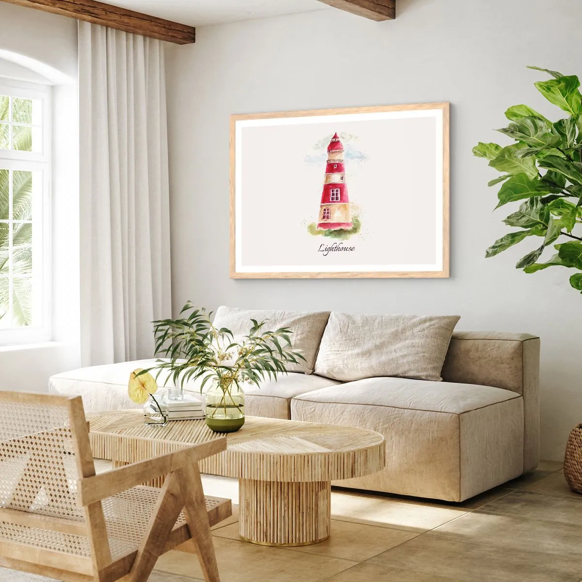 Poster in cornice rovere chiaro - Attorno è sempre bel tempo - 100x70 cm