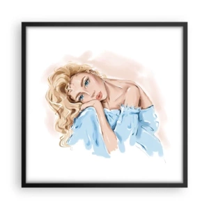 Poster in cornice nera - Sognante nel blu - 50x50 cm