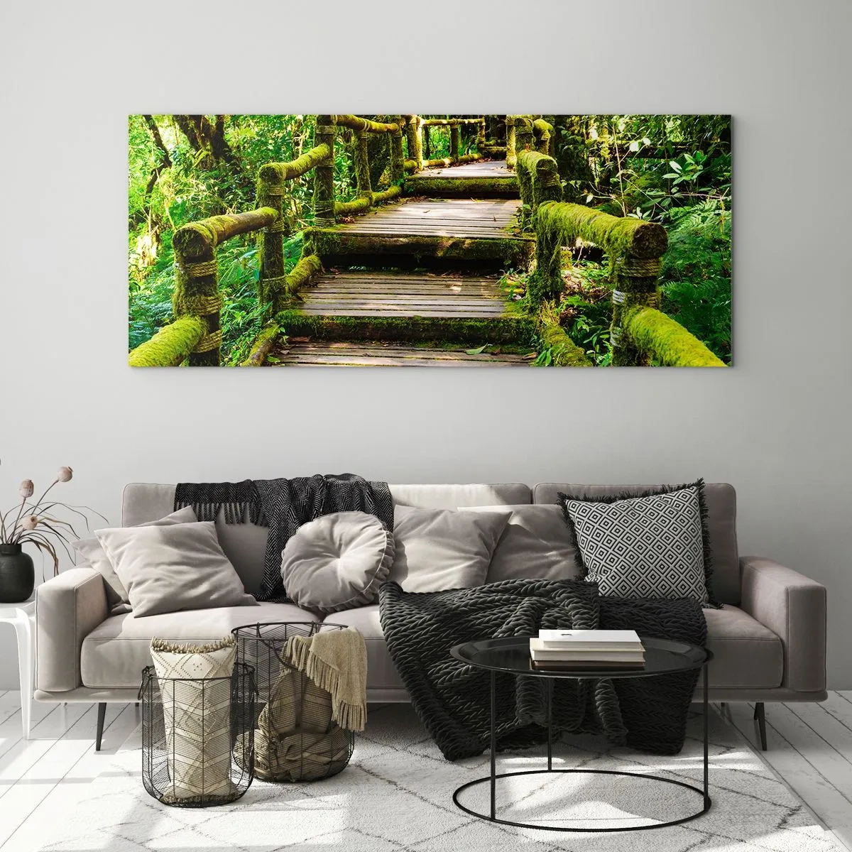 Quadro su vetro - Un corridoio nel verde - 90x30 cm