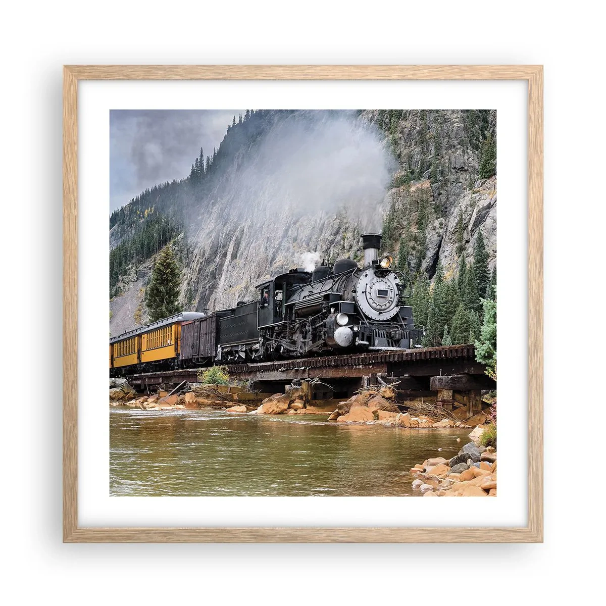 Poster in cornice rovere chiaro - Dove andiamo? - 50x50 cm