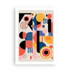 Poster - Astrazione geometrica colorata con forme dinamiche - 50x70cm - Composizione: divertiti - Decorazione murale moderna per soggiorno e camera da letto ARTTOR