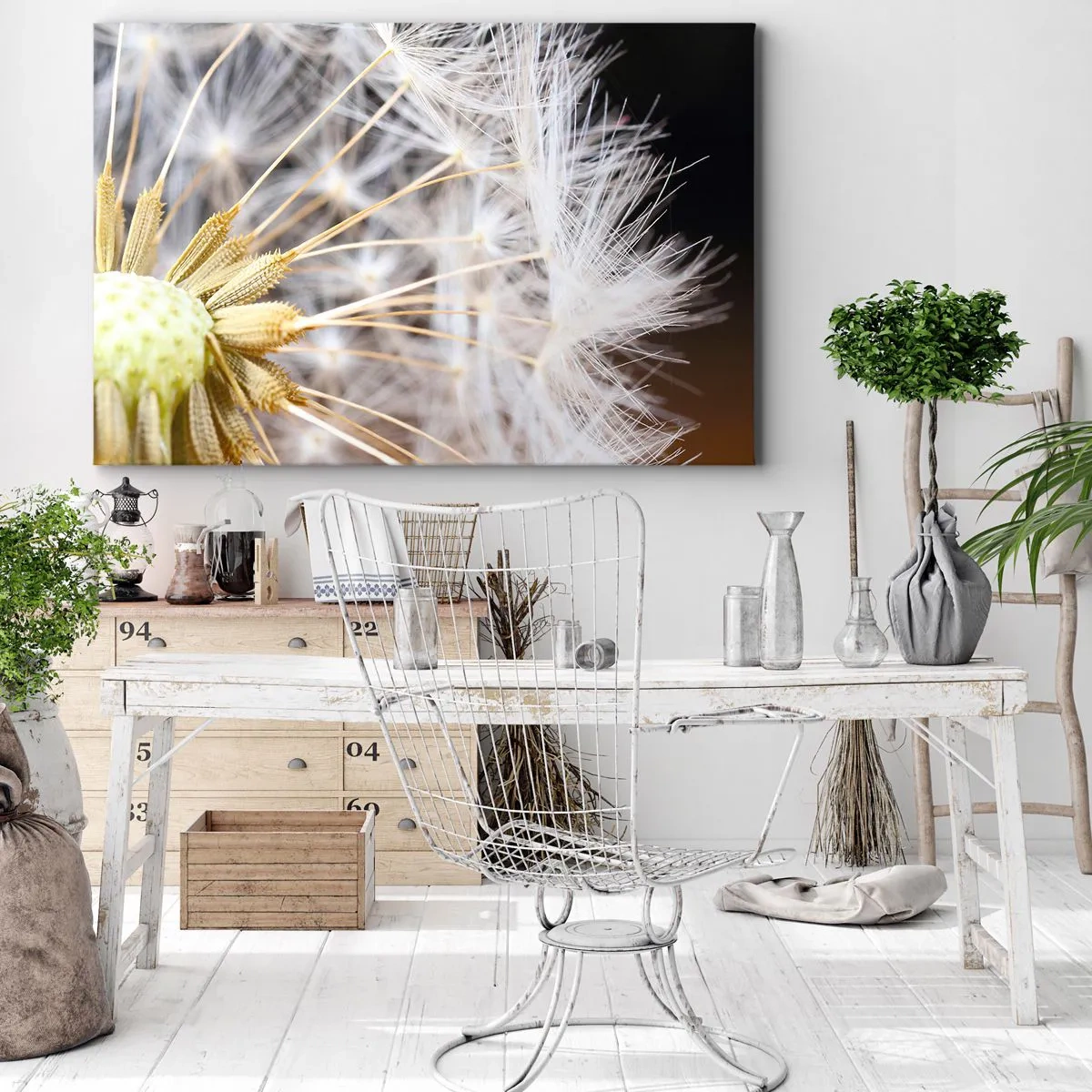 Quadro su tela - Stampe su Tela - Macrofotografia di un dente di leone con semi delicati - 120x80cm - Subito prima del decollo - Decorazione murale moderna per soggiorno e camera da letto ARTTOR