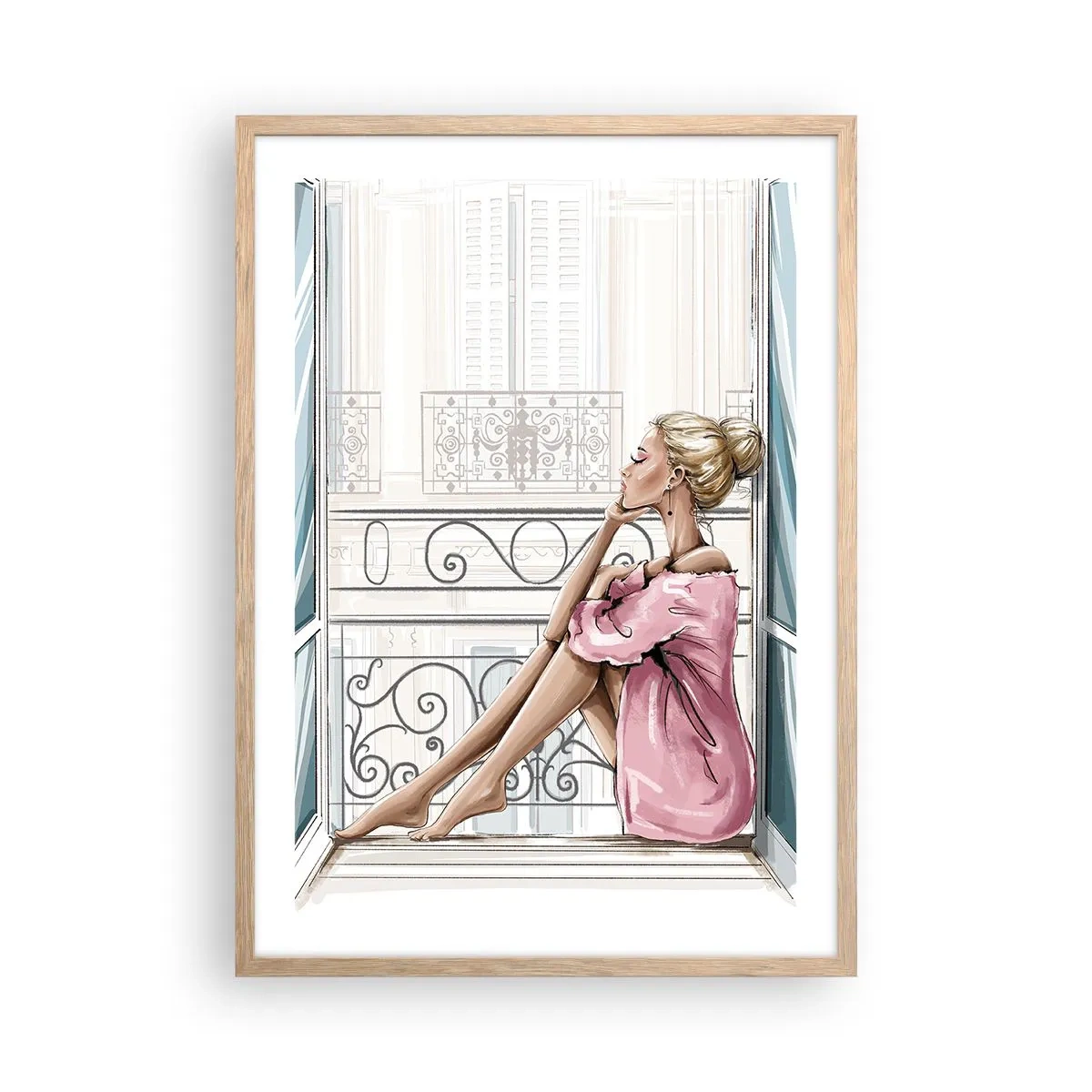 Poster in cornice rovere chiaro - Mattino parigino - 50x70 cm
