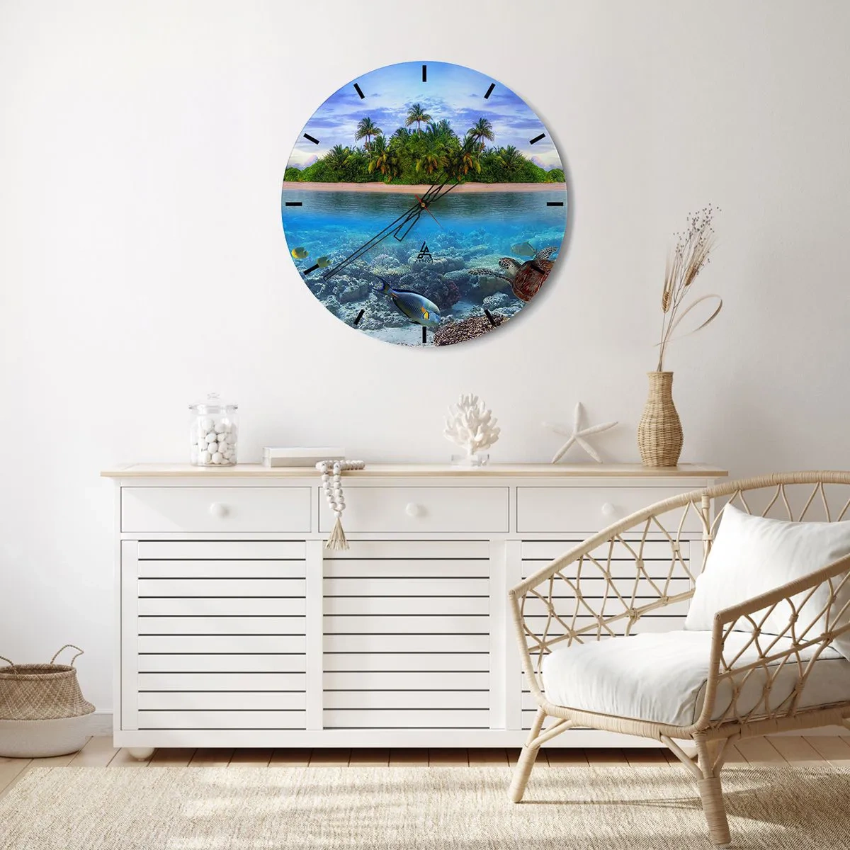 Orologio da parete - Orologio in Vetro - L'isola del paradiso dà il benvenuto - 30x30 cm