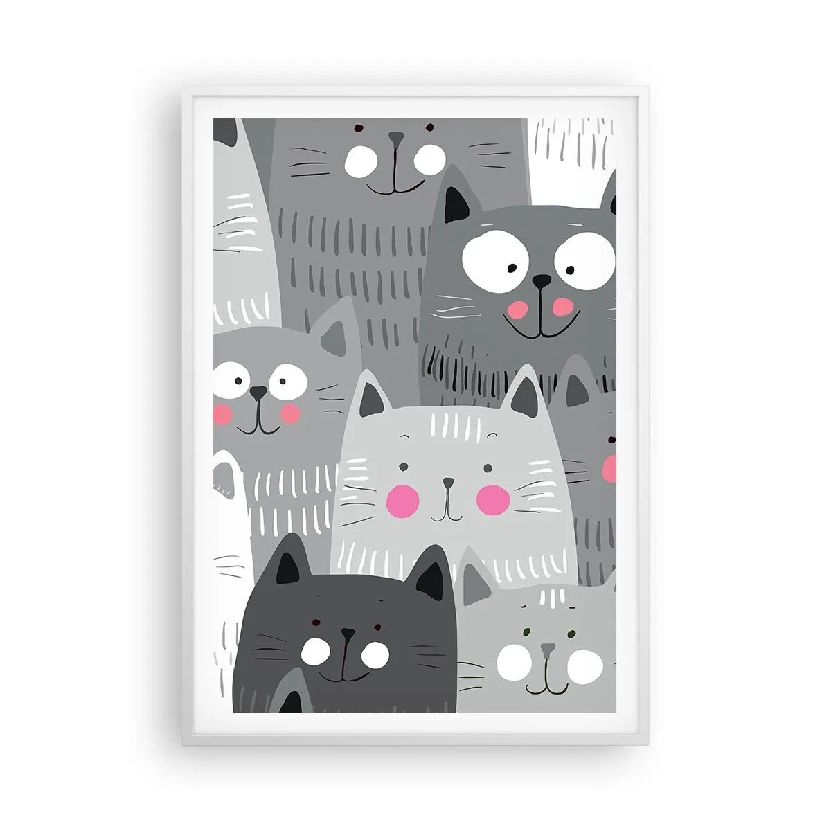 Poster in cornice bianca - Il mondo dei gatti - 70x100 cm