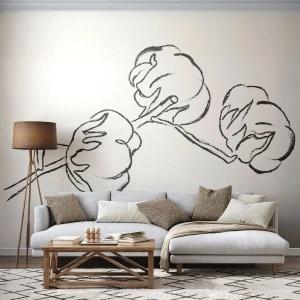 Fotomurali Premium Canvas - Un delicato contorno di un ramo di cotone su uno sfondo bianco - 100x70cm - Piumino di cotone - Decorazione murale moderna per soggiorno e camera da letto ARTTOR