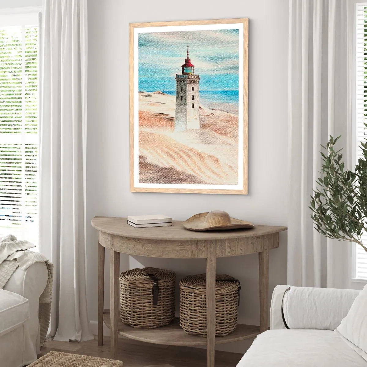 Poster in cornice rovere chiaro - Sempre guardando il mare - 50x70 cm