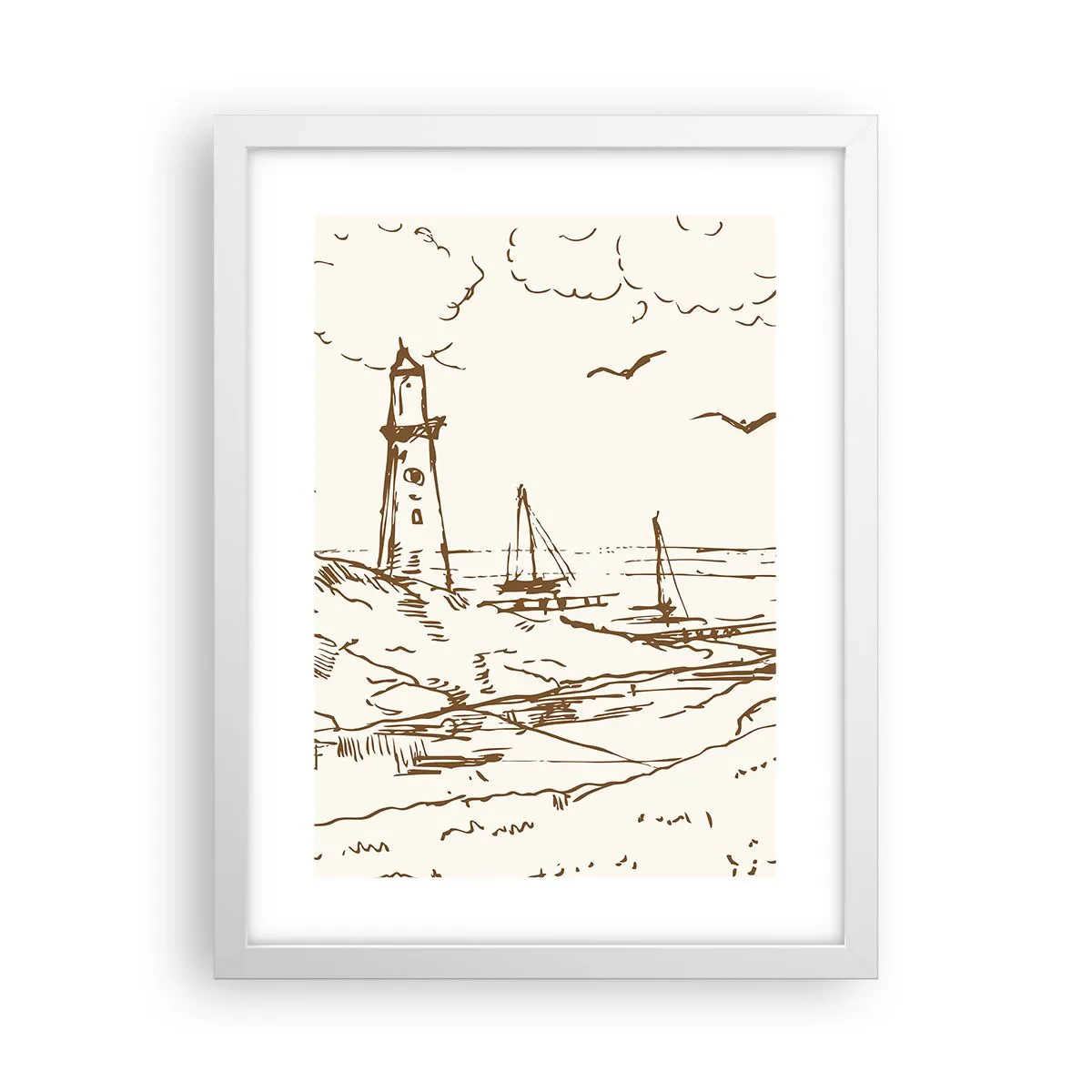 Poster in cornice bianca - Schizzo dei ricordi d'estate - 30x40 cm