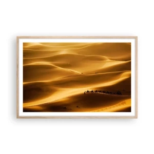Poster in cornice rovere chiaro - La carovana sulle onde del deserto - 91x61 cm