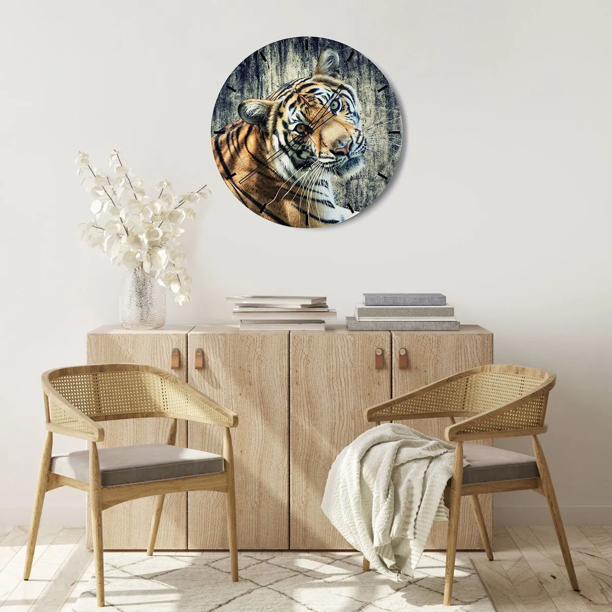 Orologio da parete - Orologio in Vetro - Ritratto nei flussi di luce - 40x40 cm