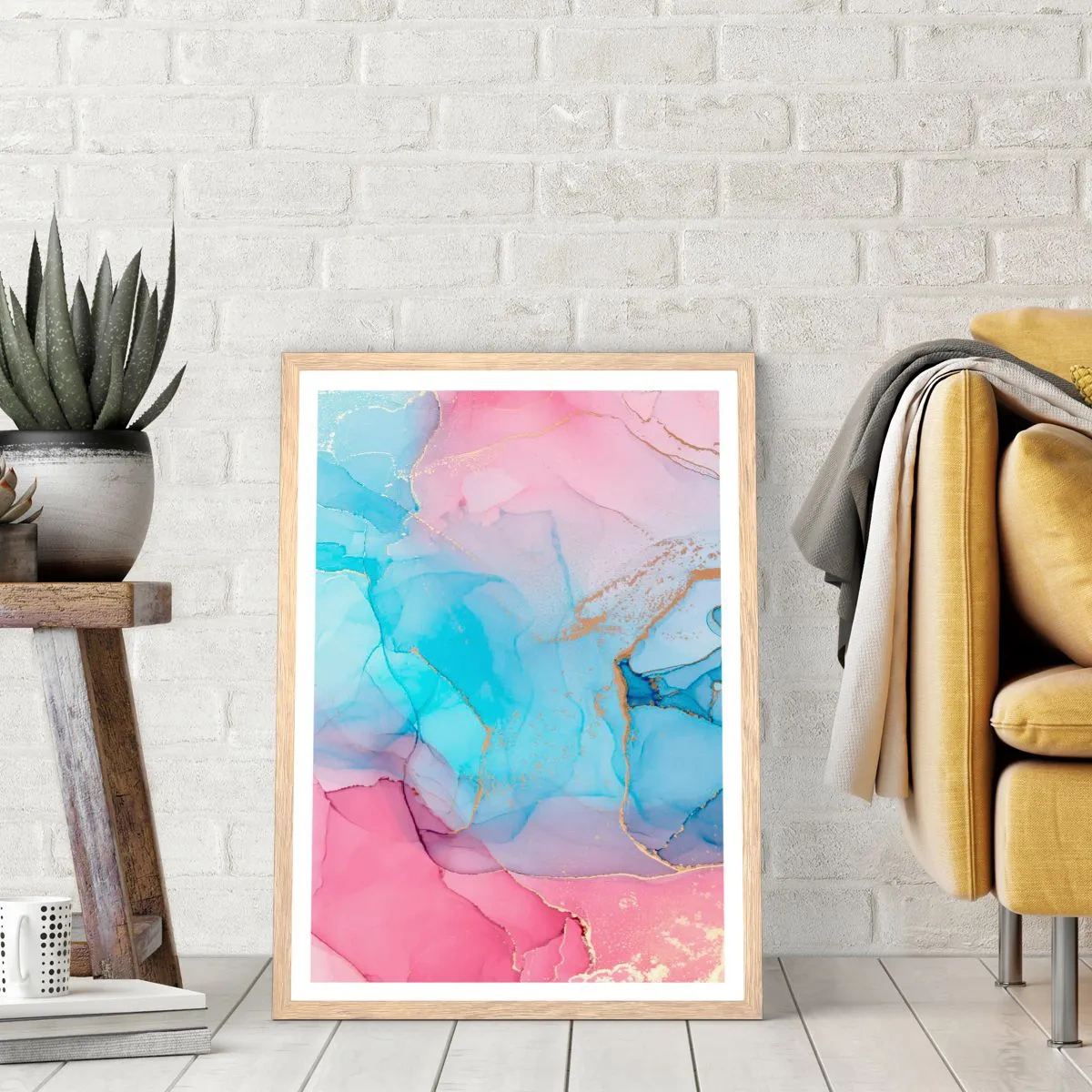 Poster in cornice rovere chiaro - Incontro e compenetrazione - 50x70 cm