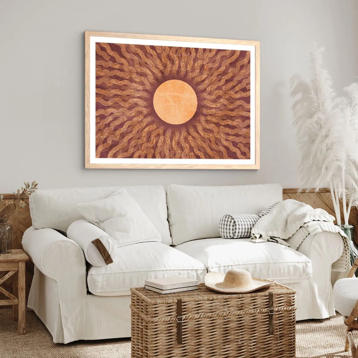 Poster in cornice rovere chiaro - L'icona del sole - 50x40 cm