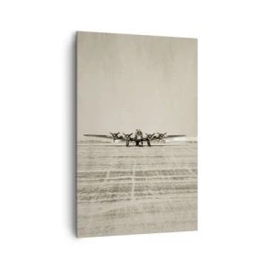 Quadro su tela - Stampe su Tela - Aereo storico all'aeroporto in seppia - 80x120cm - Pronto come sempre - Decorazione murale moderna per soggiorno e camera da letto ARTTOR
