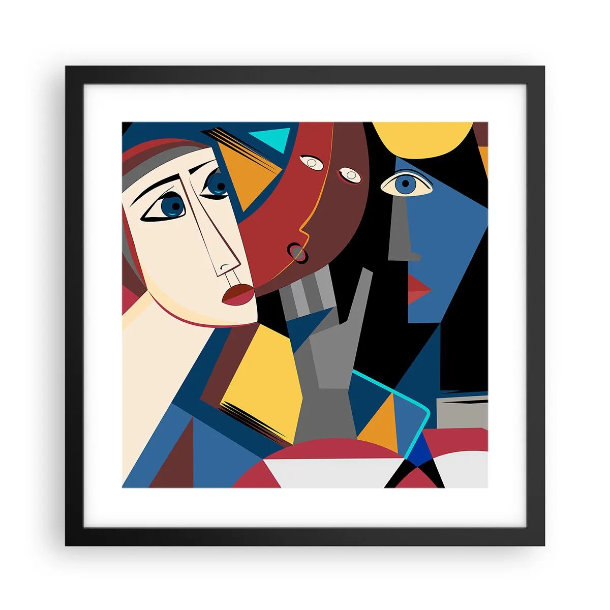 Poster in cornice nera - Dialogo di cubisti - 40x40 cm