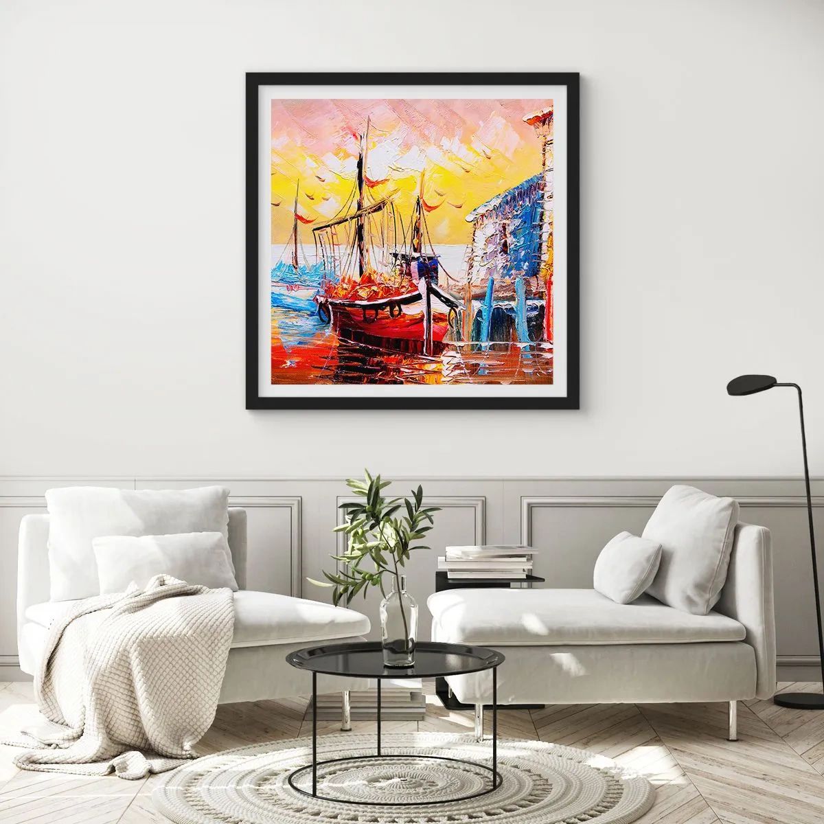 Poster in cornice nera - Ritorno felice - 60x60 cm