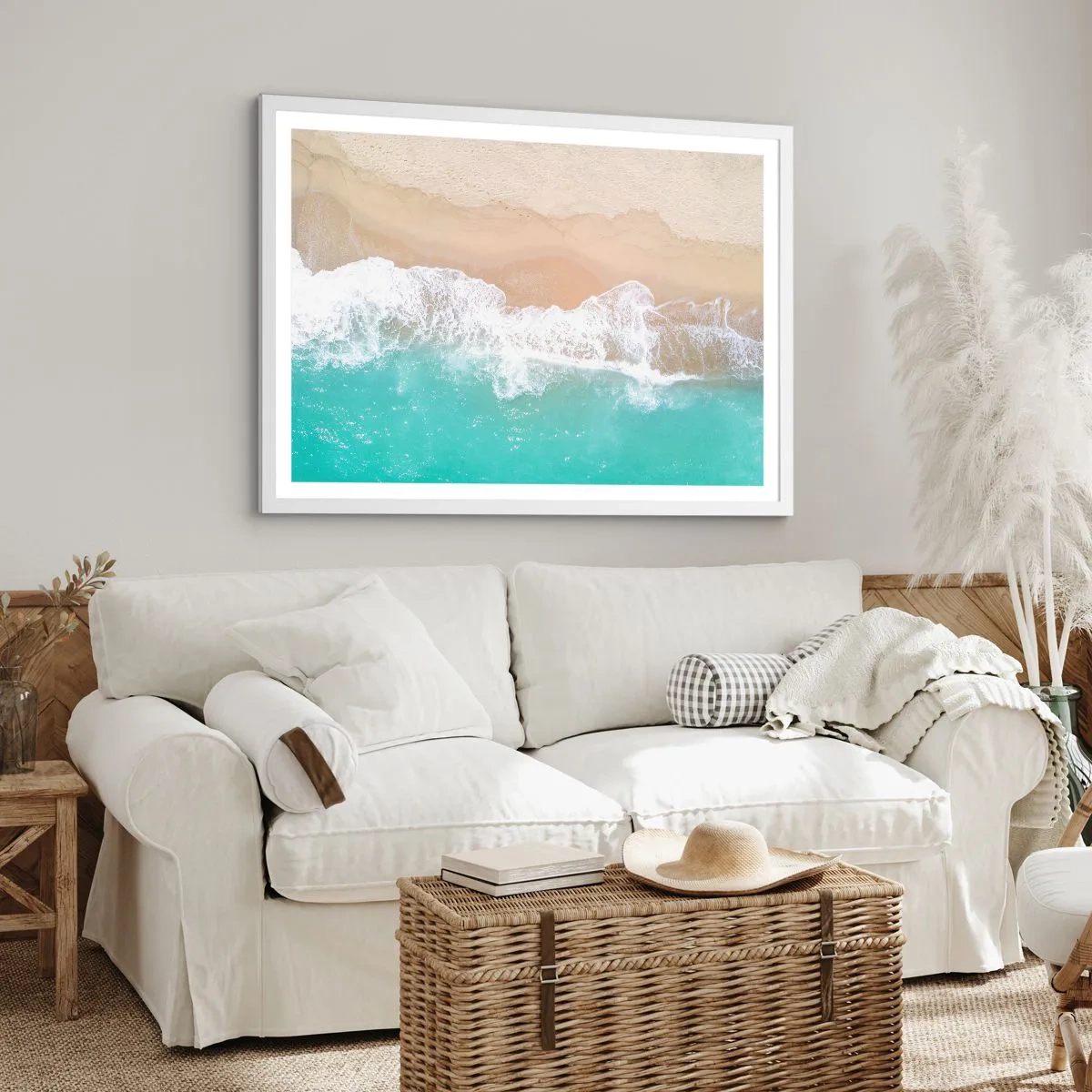 Poster in cornice bianca - Un tocco carezzevole - 100x70 cm