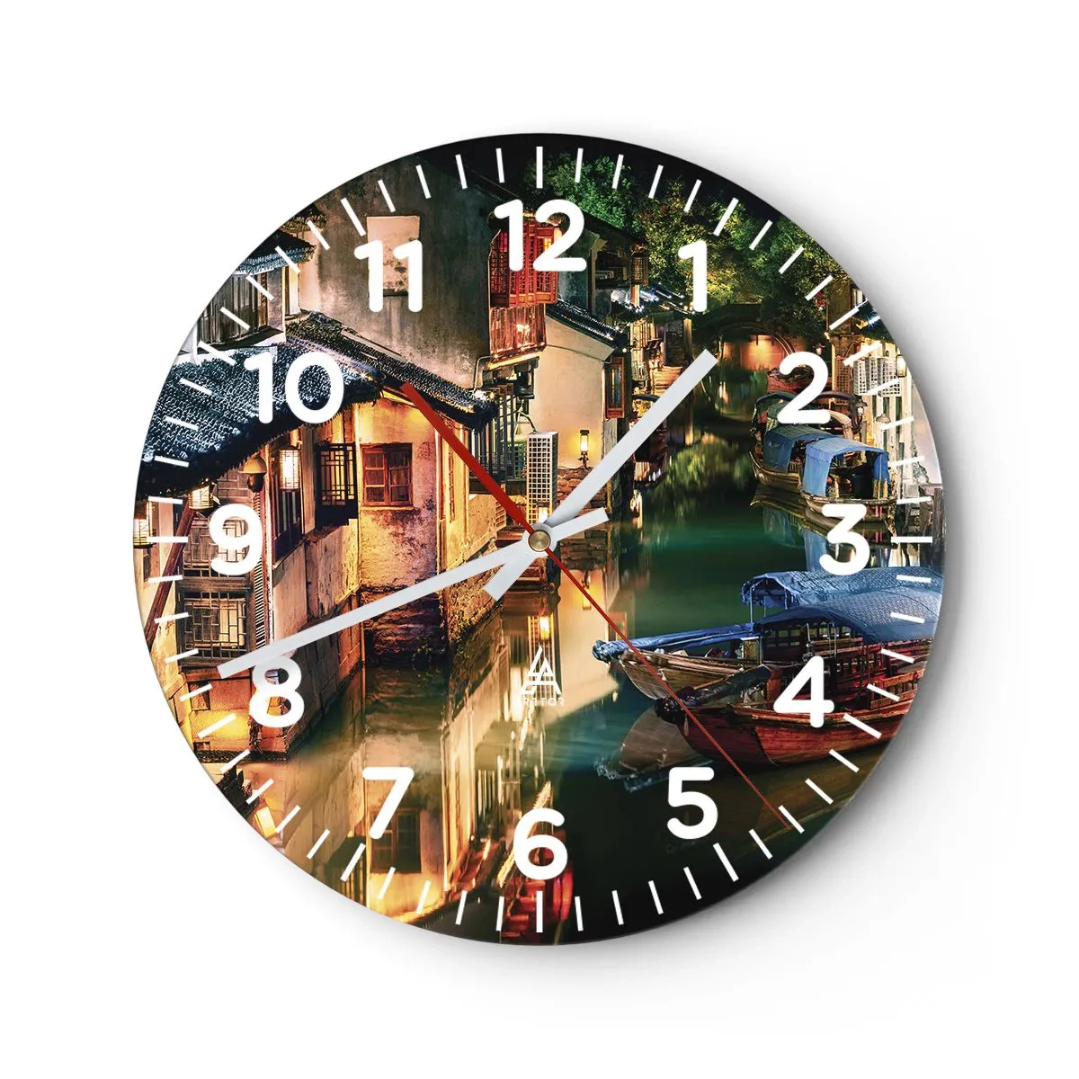 Orologio da parete - Orologio in Vetro - Sera in una via cinese - 40x40 cm