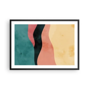 Poster in cornice nera - Onde astratte in colori pastello - 70x50cm - Difformità conforme - Decorazione murale moderna per soggiorno e camera da letto ARTTOR