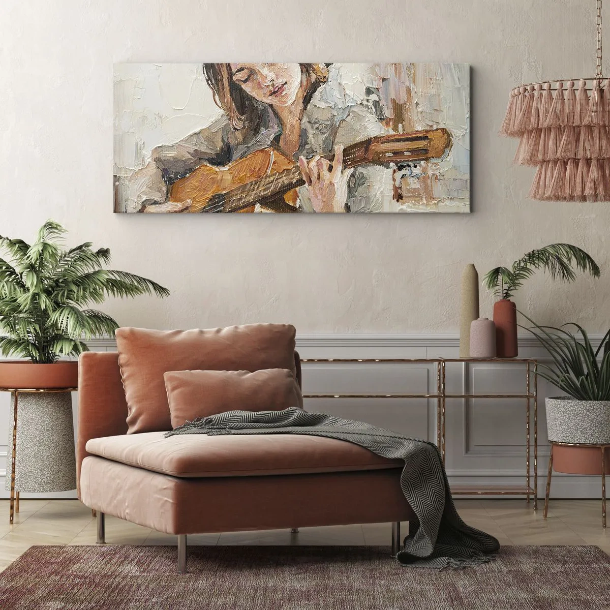 Quadro su tela - Stampe su Tela - Concerto per chitarra e cuore di ragazza - 100x40 cm