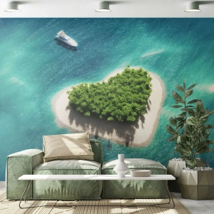 Fotomurale su misura Premium Sand - Amo l'estate - Paesaggio, Isola Nell'oceano, Yacht