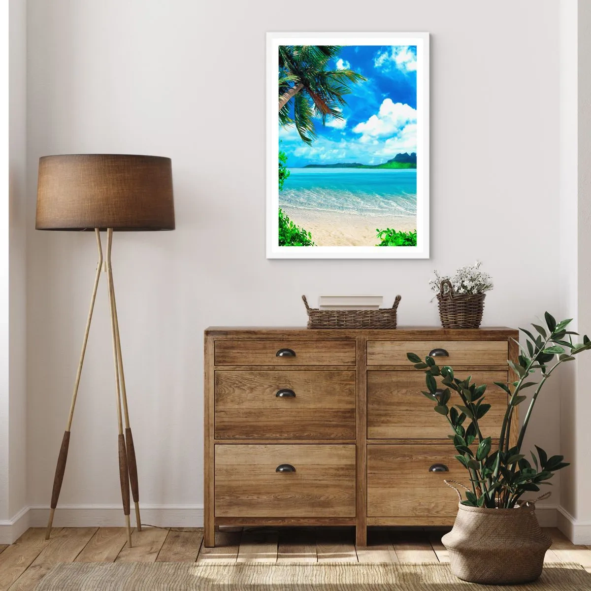 Poster in cornice bianca - L'azzurro dei tropici - 70x100 cm