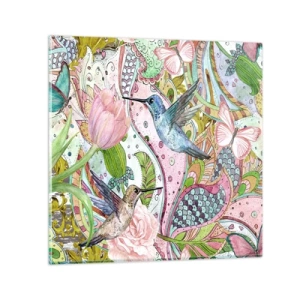 Quadro su vetro - Intrecciate nei rami - 70x70 cm