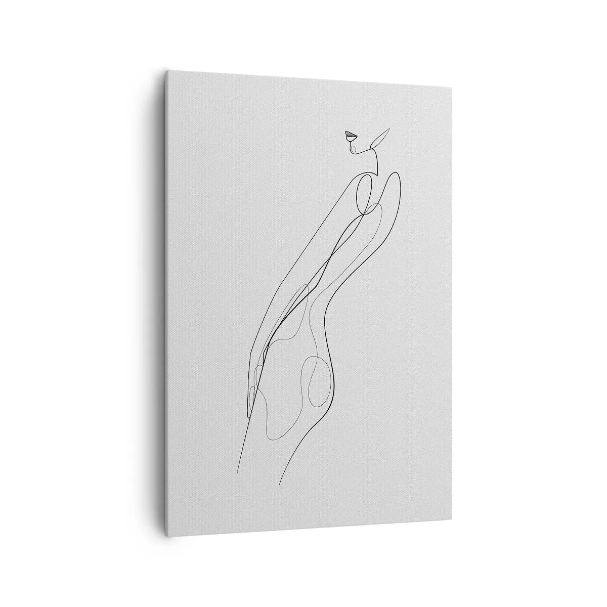 Quadro su tela - Stampe su Tela - Una linea minimalista che mostra una silhouette su uno sfondo chiaro - 70x100cm - Appena una promessa - Decorazione murale moderna per soggiorno e camera da letto ARTTOR