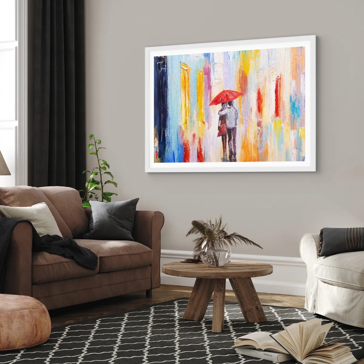 Poster in cornice bianca - Che piova ancora - 100x70 cm