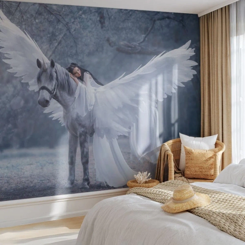 Fotomurali Premium Canvas - Momento ispirato - Astrazione, Cavallo, Donna - 350x256 cm