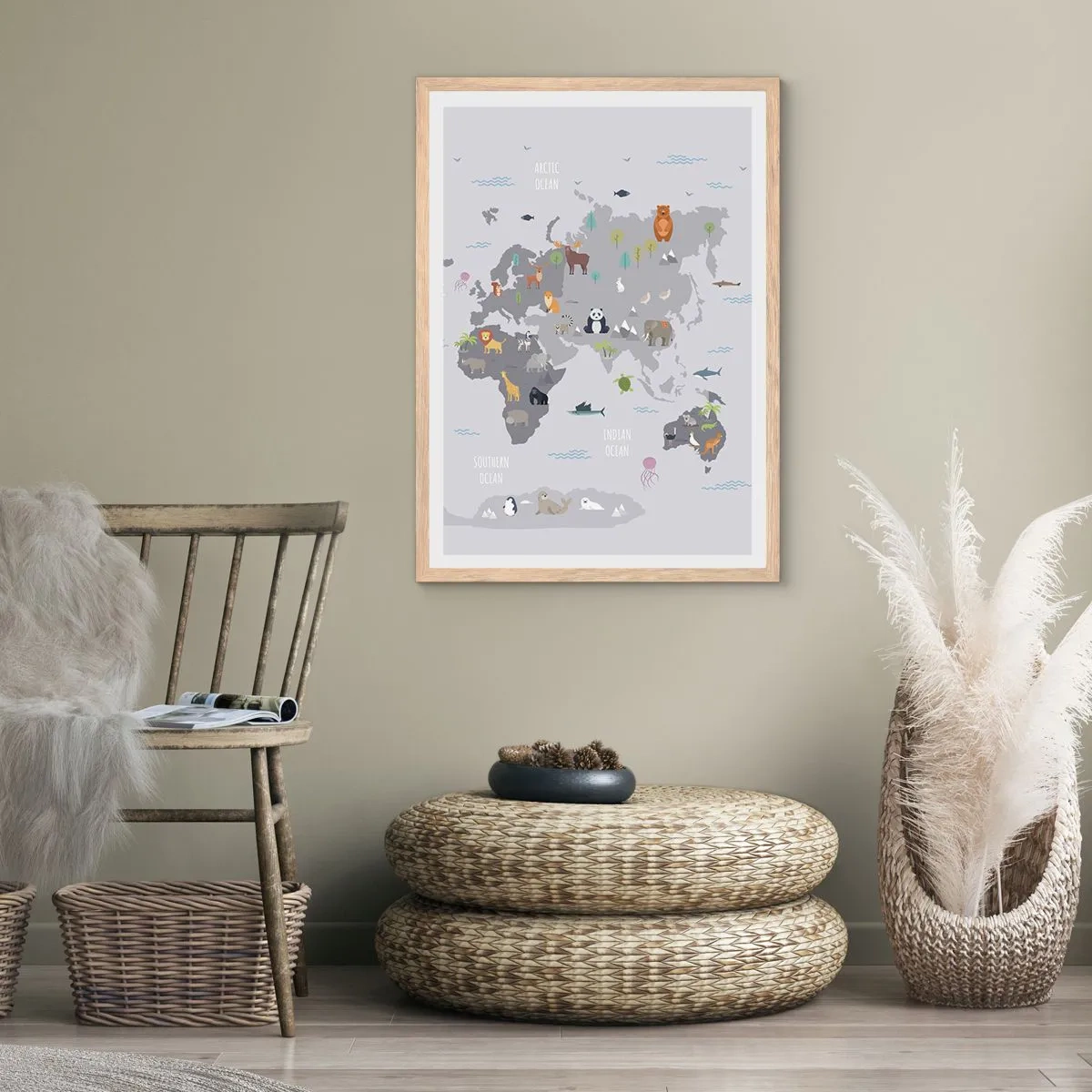 Poster in cornice rovere chiaro - Dimmi di dove sei... - 40x50 cm