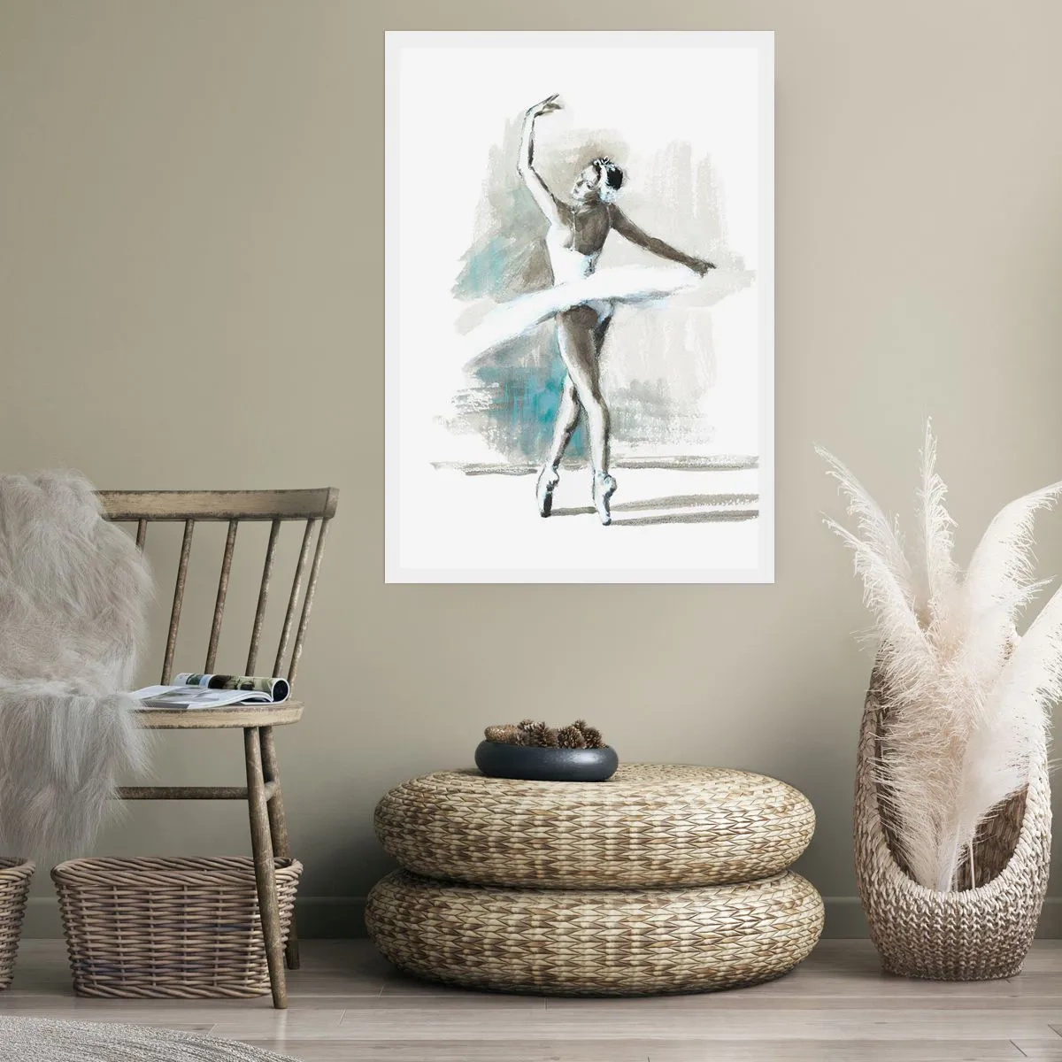 Poster - Una ballerina in abito bianco che si esibisce - 50x70cm - Tramutata in un cigno - Decorazione murale moderna per soggiorno e camera da letto ARTTOR