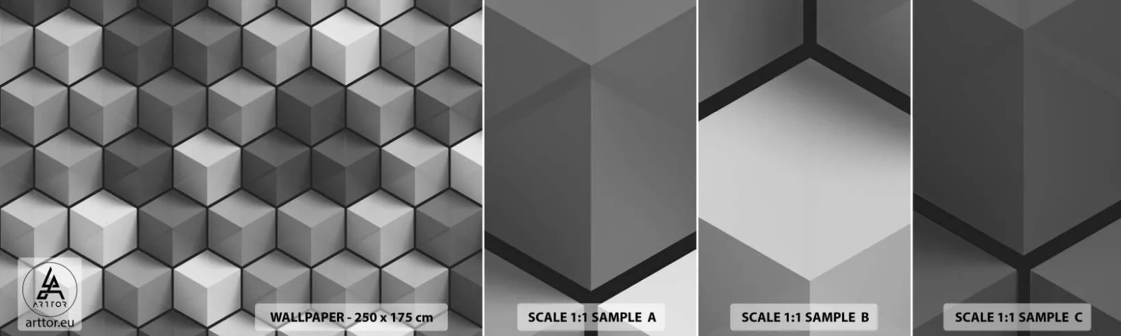 Campione Di Fotomurale Standard Eco - Puzzle cubista - 3D, Cubo, Moderno - 100x30 cm
