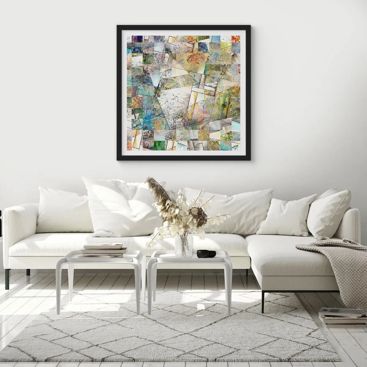 Poster in cornice nera - Rimpasto geometrico - 30x30 cm