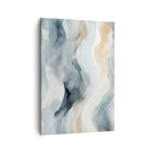 Quadro su tela - Stampe su Tela - Una delicata astrazione con un motivo di montagna in tonalità pastello. - 50x70cm - Astrazione nevosa e nebbiosa - Decorazione murale moderna per soggiorno e camera da letto ARTTOR