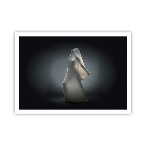 Poster - Una figura in tessuto bianco su uno sfondo scuro - 100x70cm - Desideri nascosti - Decorazione murale moderna per soggiorno e camera da letto ARTTOR