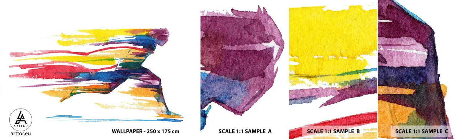 Campione Di Fotomurale Standard Eco - Corsa attraverso l'arcobaleno - Astrazione, Sport, Corridore - 100x30 cm