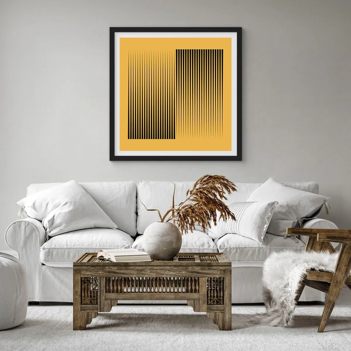 Poster in cornice nera - La quadratura degli opposti - 30x30 cm