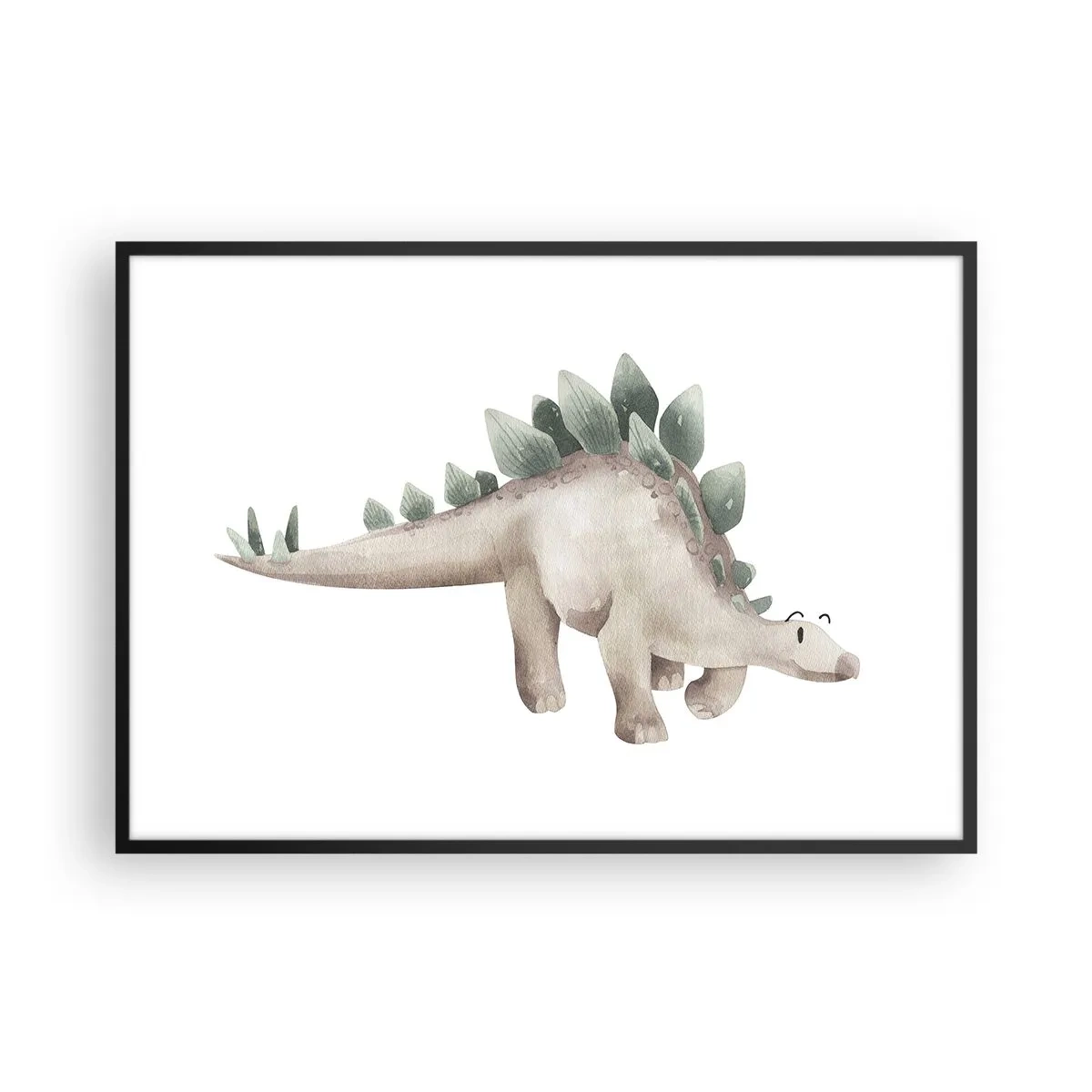 Poster in cornice nera - Un simpatico dinosauro dai colori pastello - 100x70cm - Sono vostro amico - Decorazione murale moderna per soggiorno e camera da letto ARTTOR