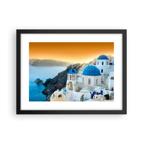 Poster in cornice nera - Santorini: aggrappate alle rocce - 40x30 cm