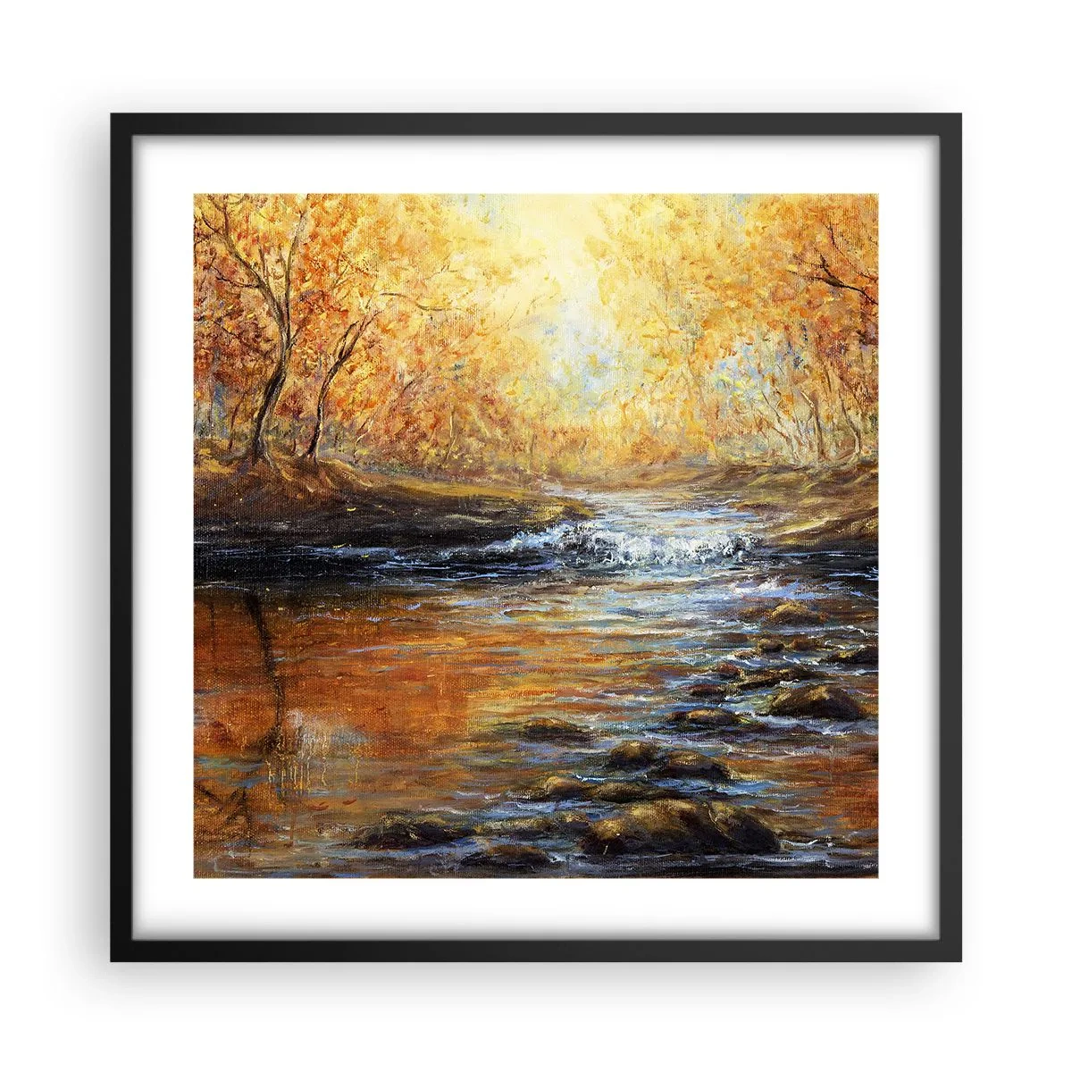 Poster in cornice nera - Ruscello d'oro - 50x50 cm
