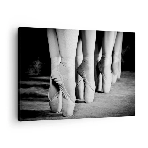 Quadro su tela - Stampe su Tela - Ripresa in bianco e nero delle scarpette da ballo delle ballerine - 70x50cm - Insieme, con leggerezza - Decorazione murale moderna per soggiorno e camera da letto ARTTOR
