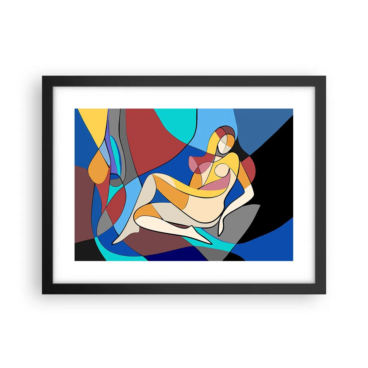 Poster in cornice nera - Nudo cubista - 40x30 cm