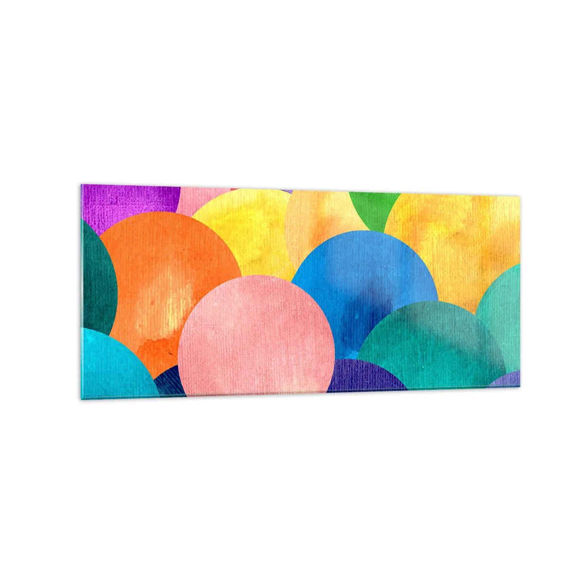 Quadro su vetro - Cerchi colorati in stile acquerello - 120x50cm - Pieno di vita originale - Decorazione murale moderna per soggiorno e camera da letto ARTTOR